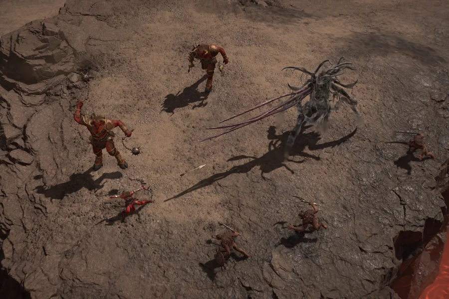 Official Diablo IV screenshot: a dark red Baal-themed scene