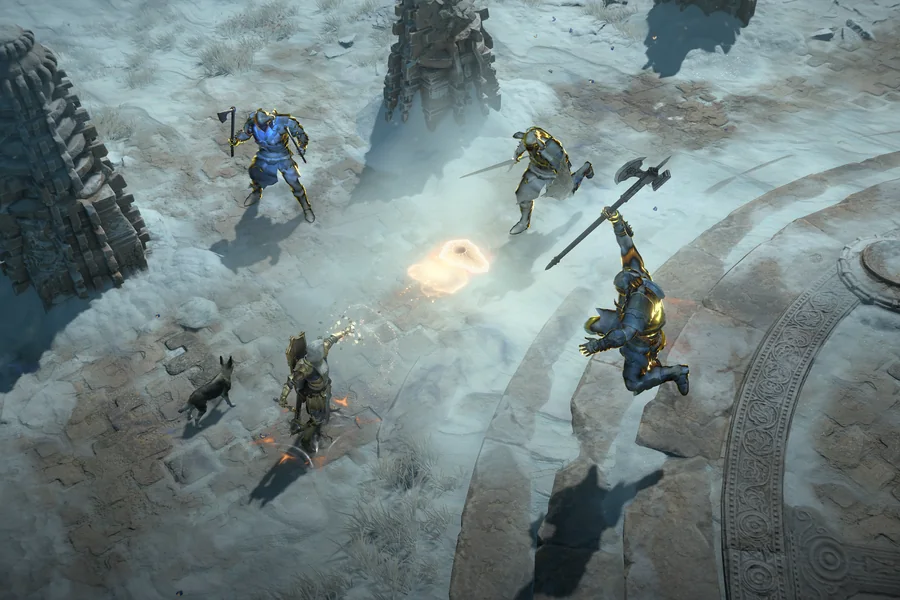 Official season screenshot: characters and light effects during a quest